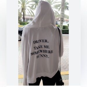 Wildfox Zip Up Hoodie ‘Driver, Take Me Somewhere Sunny' Graphic